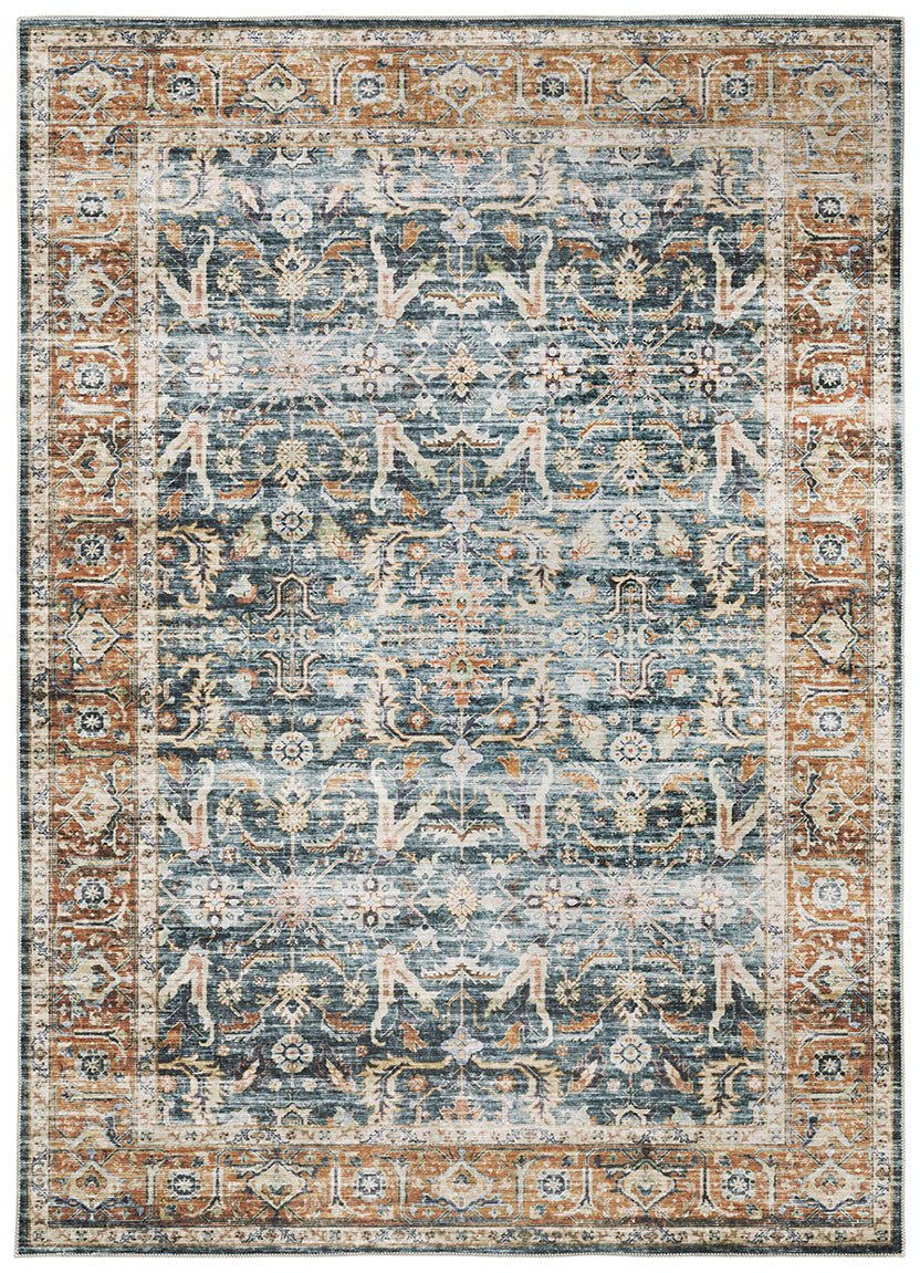 Oriental Weavers Machine Washable Charleston Cha06 Blue/ Rust Rug.