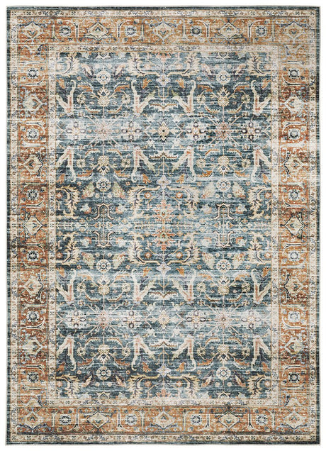 Oriental Weavers Machine Washable Charleston Cha06 Blue/ Rust Rug.