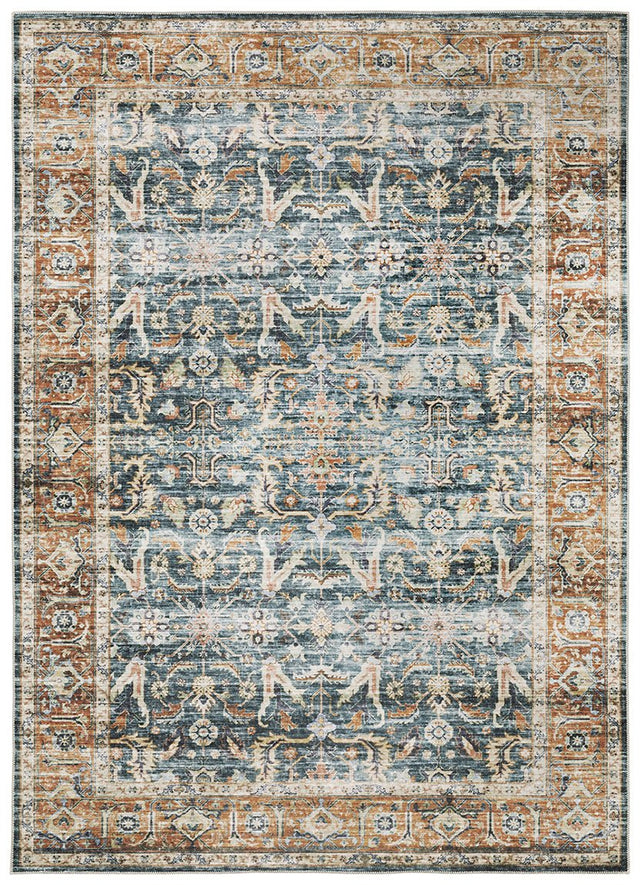 Oriental Weavers Machine Washable Charleston Cha06 Blue/ Rust Rug.