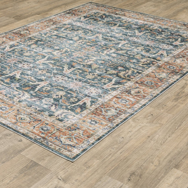 Oriental Weavers Machine Washable Charleston Cha06 Blue/ Rust Rug.