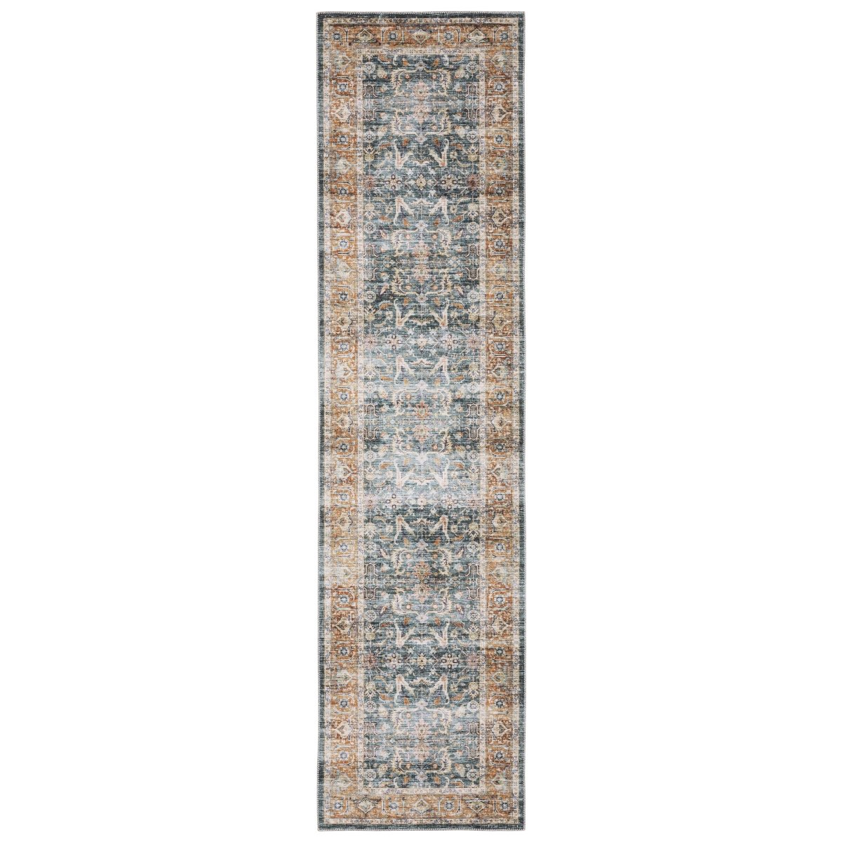 Oriental Weavers Machine Washable Charleston Cha06 Blue/ Rust Rug.