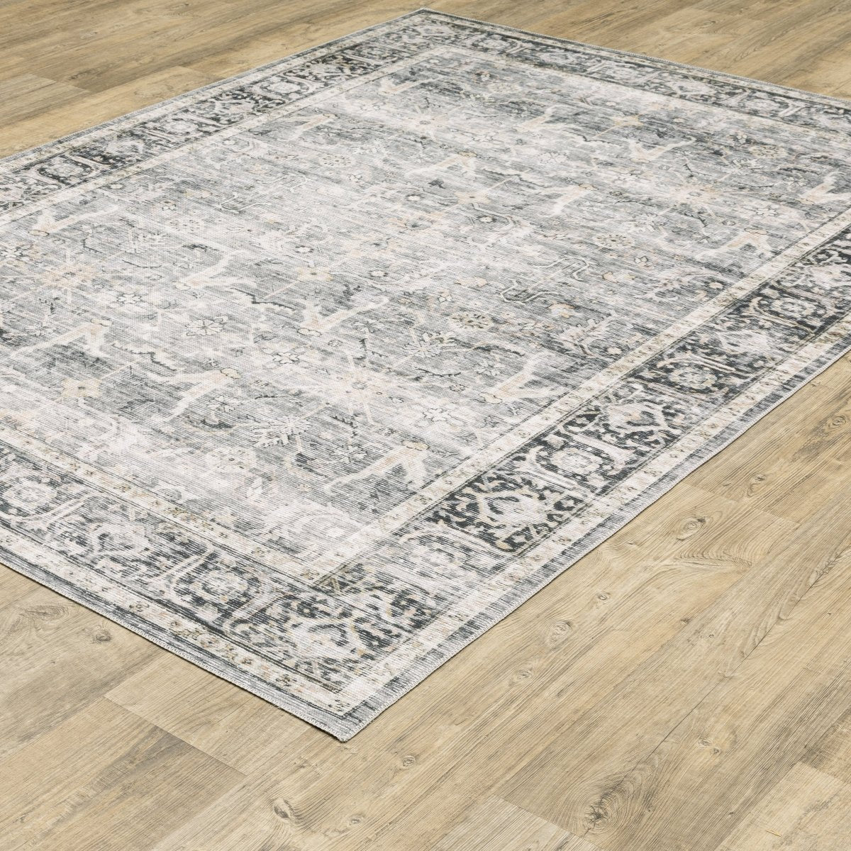 Oriental Weavers Machine Washable Charleston Cha07 Charcoal/ Grey Rug.