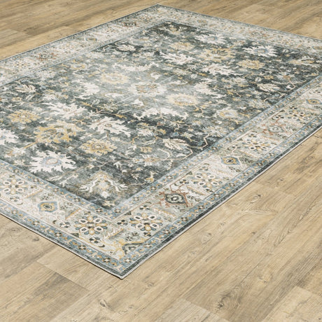 Oriental Weavers Machine Washable Charleston Cha09 Charcoal/ Gold Rug.