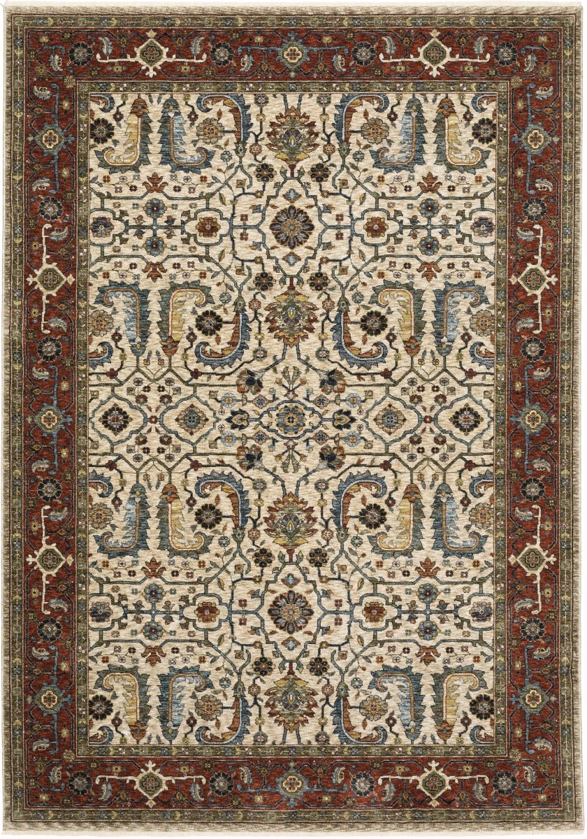 Oriental Weavers Sphinx Aberdeen 144D1 Ivory/ Red Rugs.