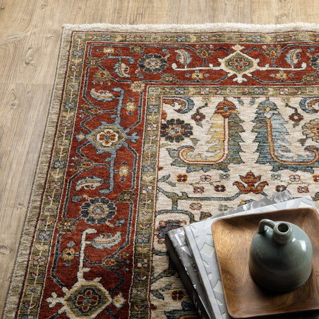 Oriental Weavers Sphinx Aberdeen 144D1 Ivory/ Red Rugs.