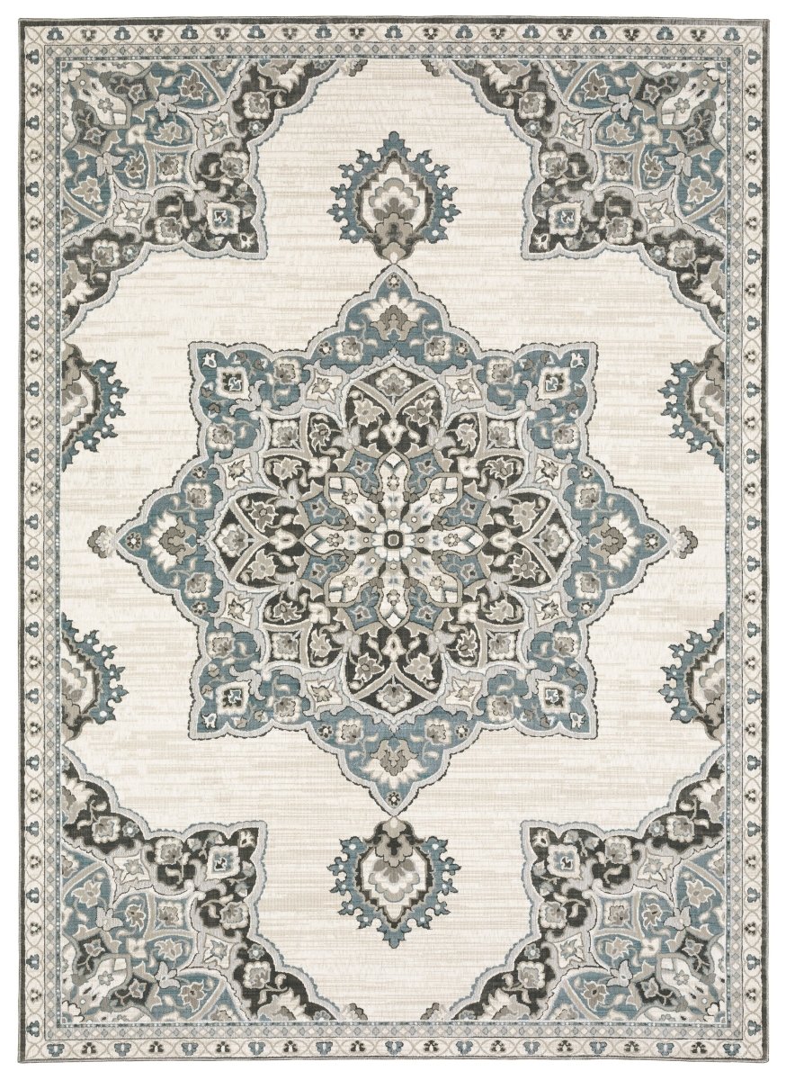 Oriental Weavers Sphinx Ellington Ell01 Ivory/ Blue Rug.