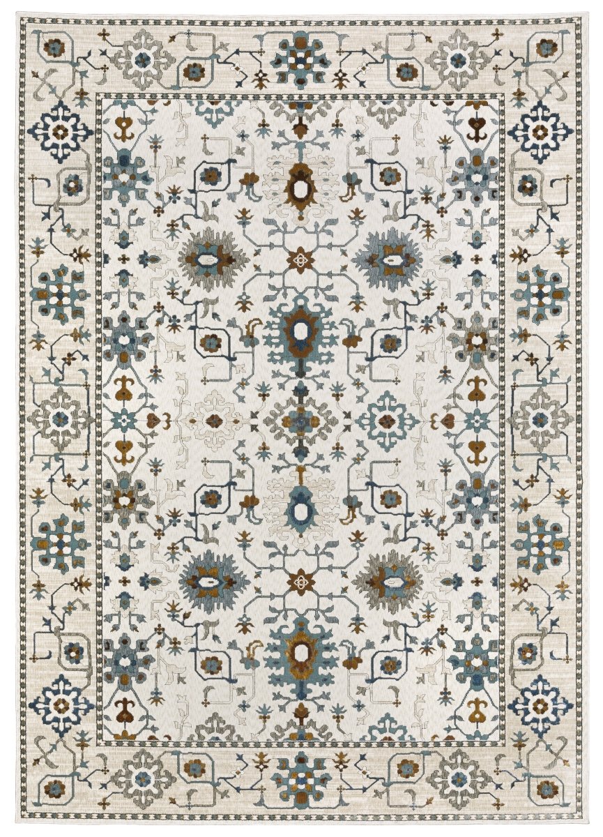 Oriental Weavers Sphinx Ellington Ell10 Ivory/ Blue Rug.