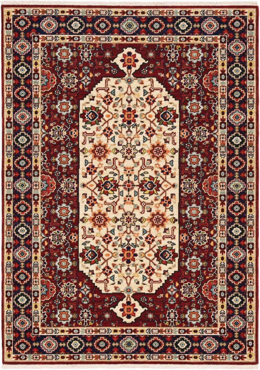 Oriental Weavers Sphinx Lilihan 1802W Red/ Ivory Rugs.
