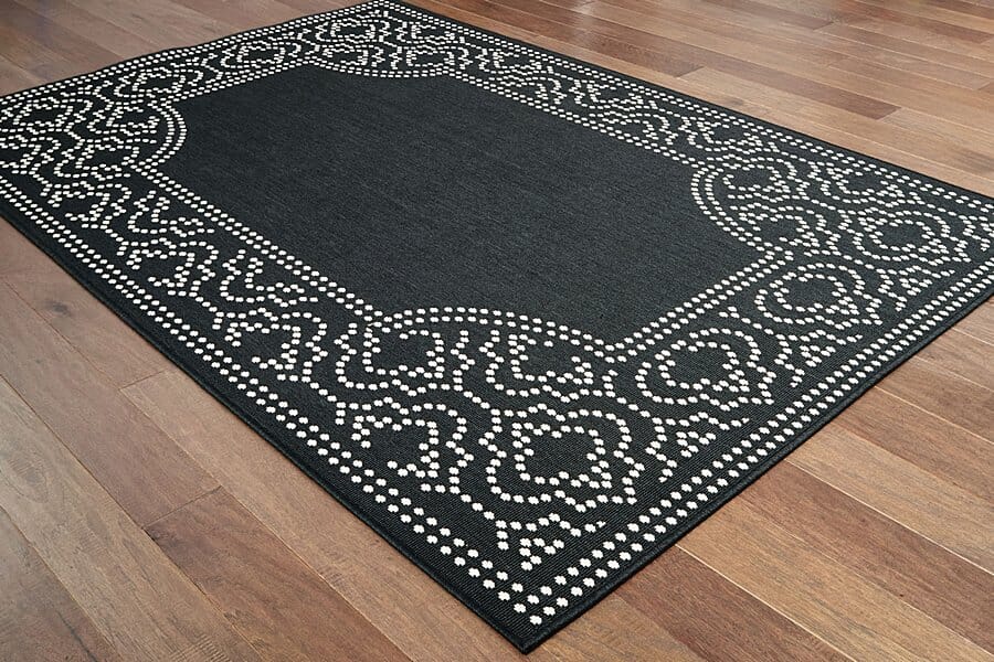 Oriental Weavers Sphinx Marina 1247K Black / Ivory Rugs.