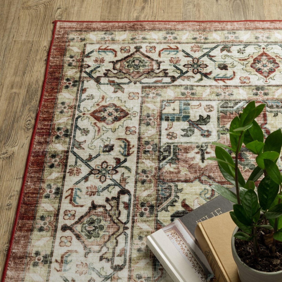 Oriental Weavers Sphinx Sumter Sum01 Red/ Ivory Rug.