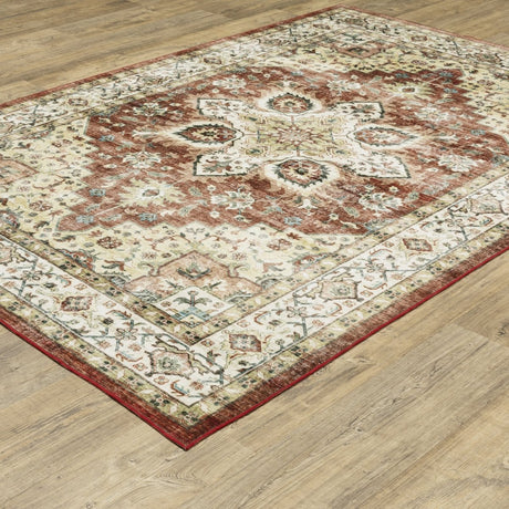 Oriental Weavers Sphinx Sumter Sum01 Red/ Ivory Rug.