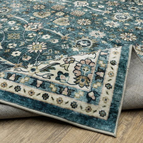 Oriental Weavers Sphinx Sumter Sum08 Teal/ Ivory Rug.