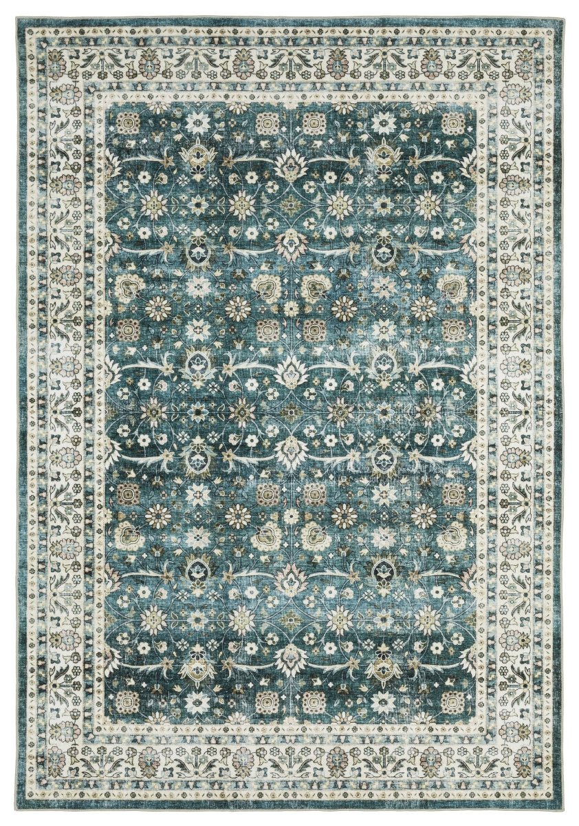 Oriental Weavers Sphinx Sumter Sum08 Teal/ Ivory Rug.