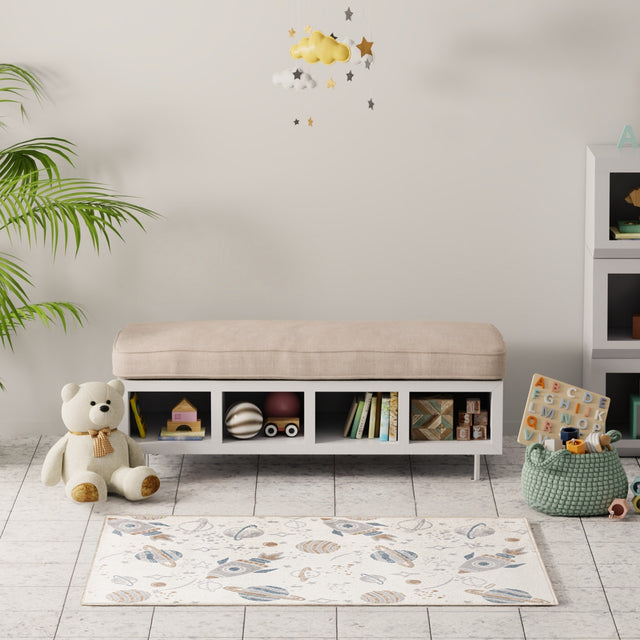 Nourison Astra Machine Washable ASW18 Machine Made Ivory, Multicolor Rug