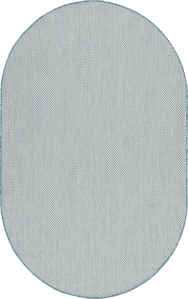 Nourison Courtyard COU01 Machine Made Ivory, Aqua Rug