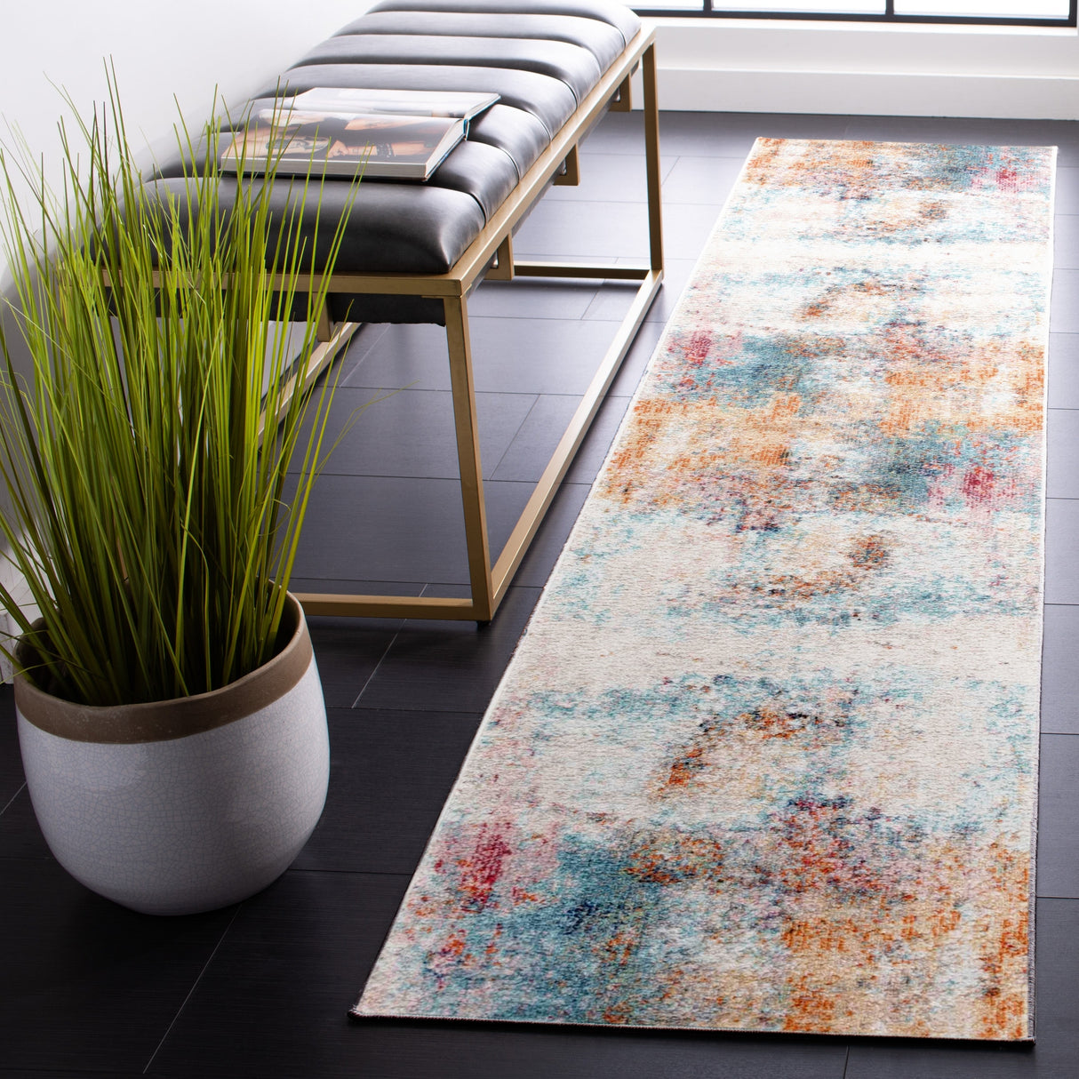 Safavieh Phoenix Phx506J Aqua/Gold Rose Rug.