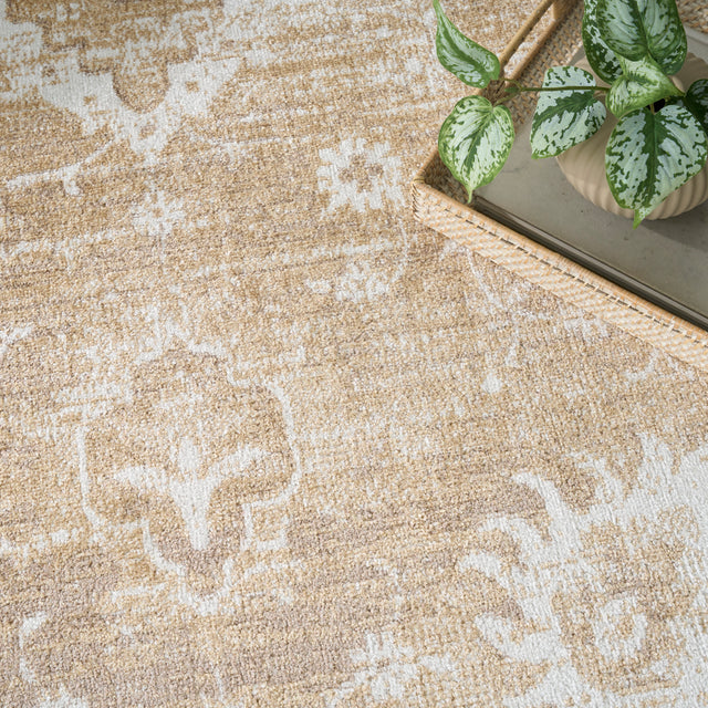 Nourison Astra Machine Washable ASW19 Machine Made Ivory, Gold Rug