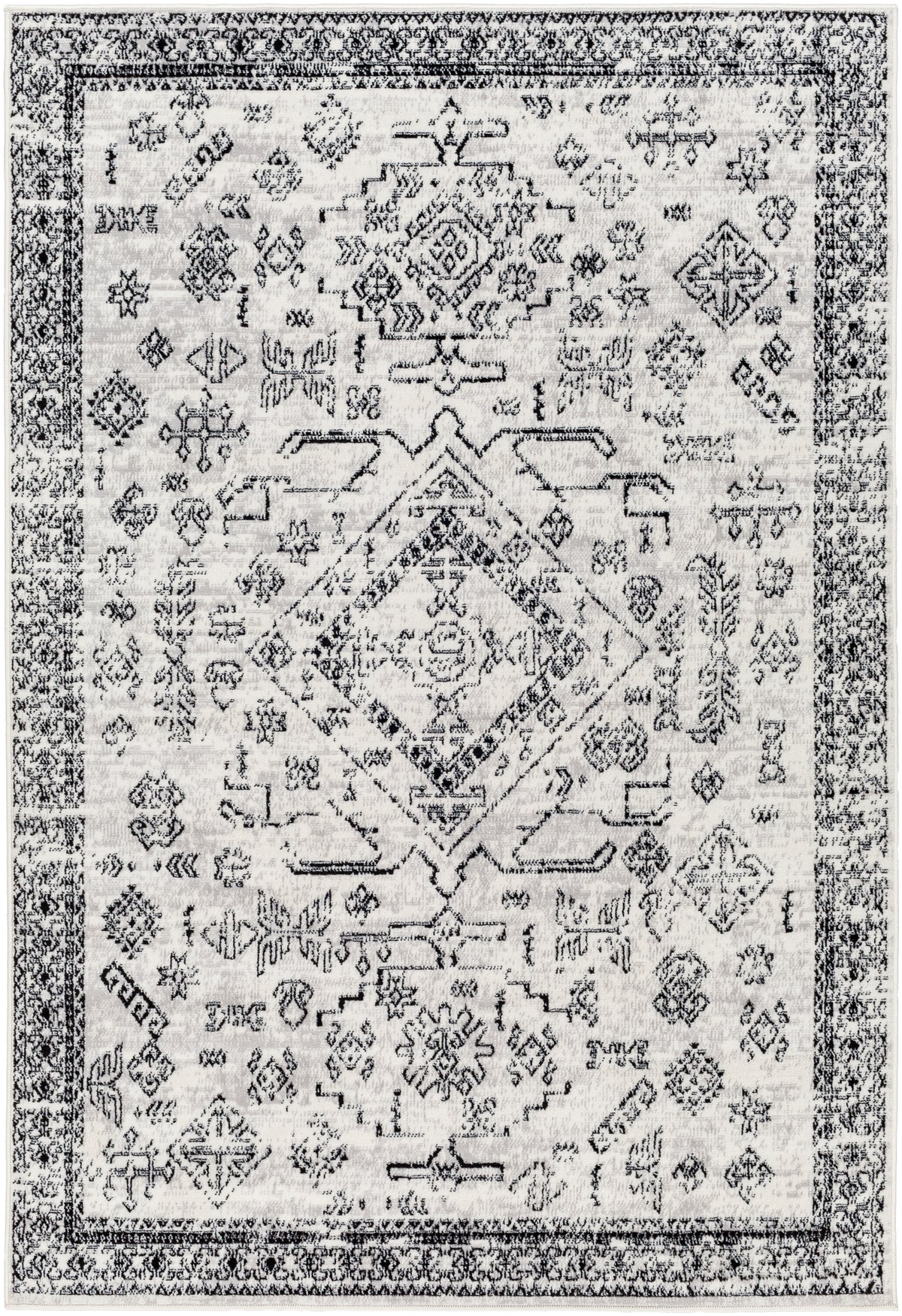 Surya Pisa Pss-2366 Light Gray, Medium Gray, Black Rug.