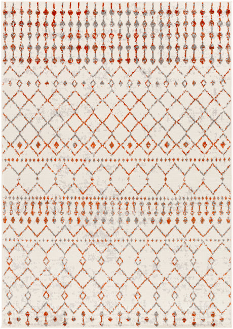 Surya Pisa Pss-2368 Light Gray, Charcoal, Medium Gray, Burnt Orange Rug.