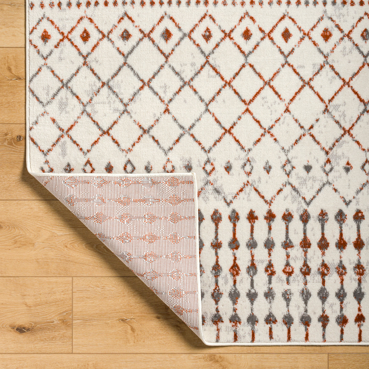 Surya Pisa Pss-2368 Light Gray, Charcoal, Medium Gray, Burnt Orange Rug.