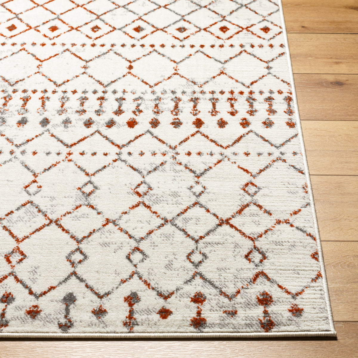 Surya Pisa Pss-2368 Light Gray, Charcoal, Medium Gray, Burnt Orange Rug.