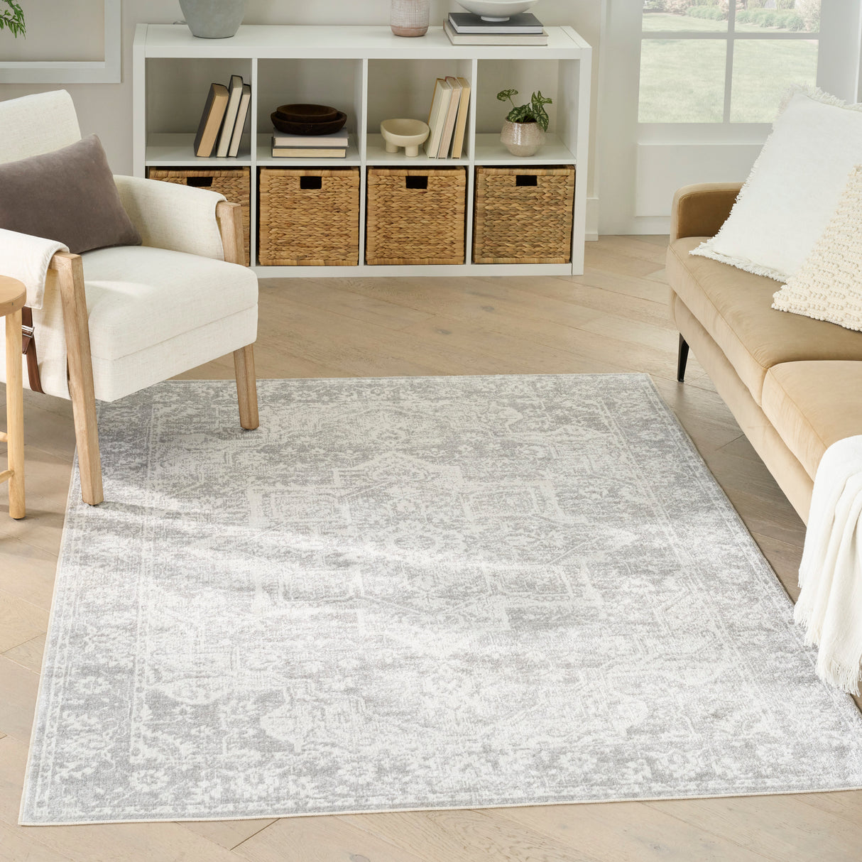 Nourison Astra Machine Washable ASW12 Machine Made Grey Rug