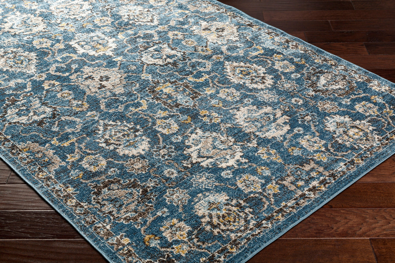 Surya Pertek Ptk-2302 Deep Teal, Dark Blue, Gray, Black, Taupe, Dark Brown Rug.