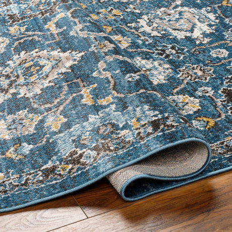 Surya Pertek Ptk-2302 Deep Teal, Dark Blue, Gray, Black, Taupe, Dark Brown Rug.