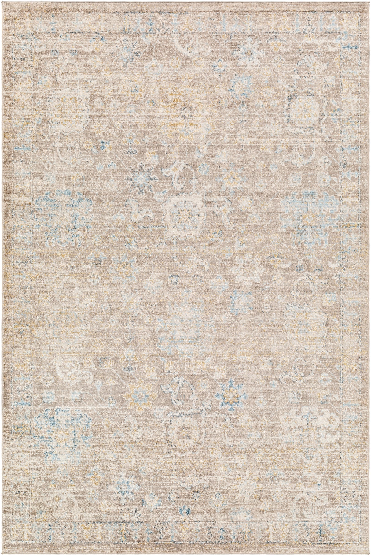 Surya Pertek Ptk-2303 Gray, Taupe, Deep Teal, Dark Blue, Dark Brown Rug.