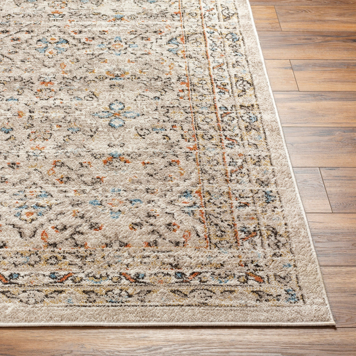 Surya Pertek Ptk-2306 Taupe, Gray, Black, Burnt Orange, Deep Teal Rug.
