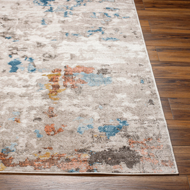Surya Pertek Ptk-2308 Taupe, Gray, Burnt Orange, Deep Teal, Dark Blue Rug.