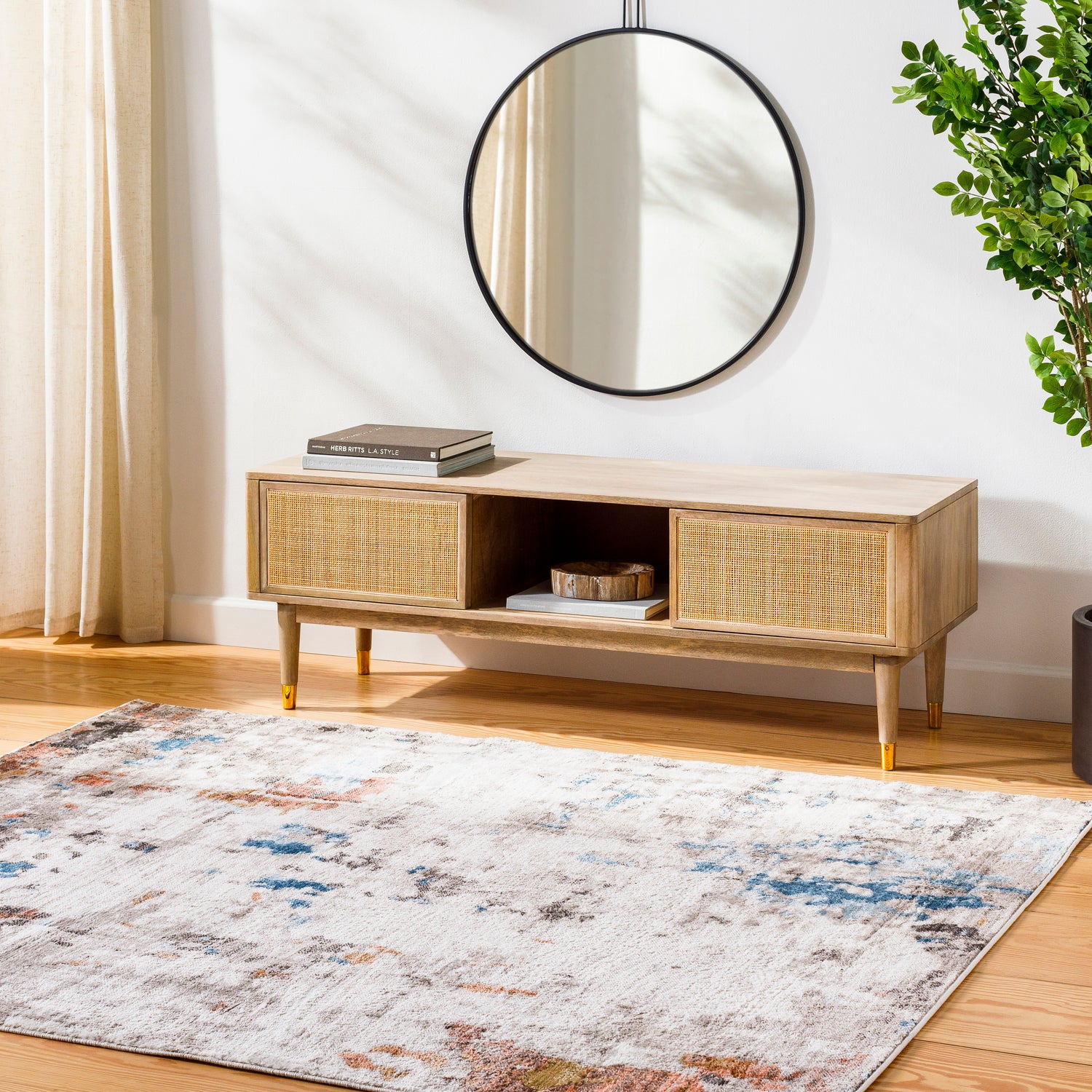 Surya Pertek Ptk-2308 Taupe, Gray, Burnt Orange, Deep Teal, Dark Blue Rug.