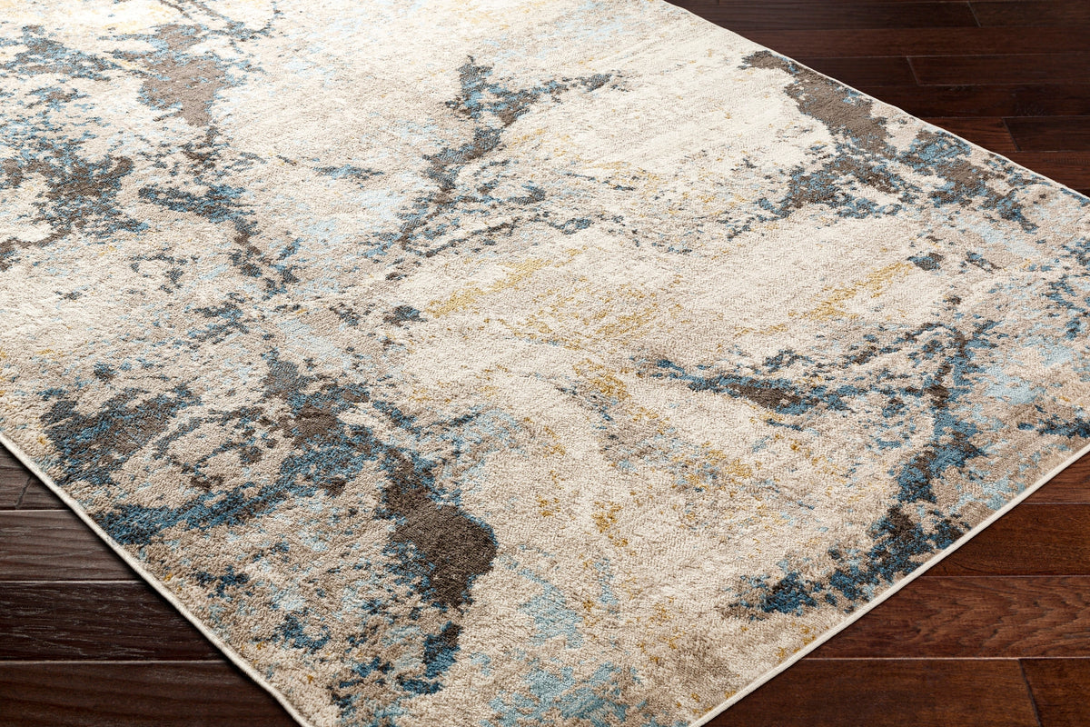 Surya Pertek Ptk-2309 Taupe, Gray, Dark Blue, Deep Teal, Black Rug.