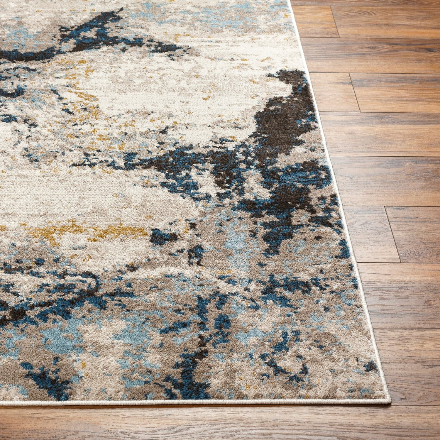 Surya Pertek Ptk-2309 Taupe, Gray, Dark Blue, Deep Teal, Black Rug.