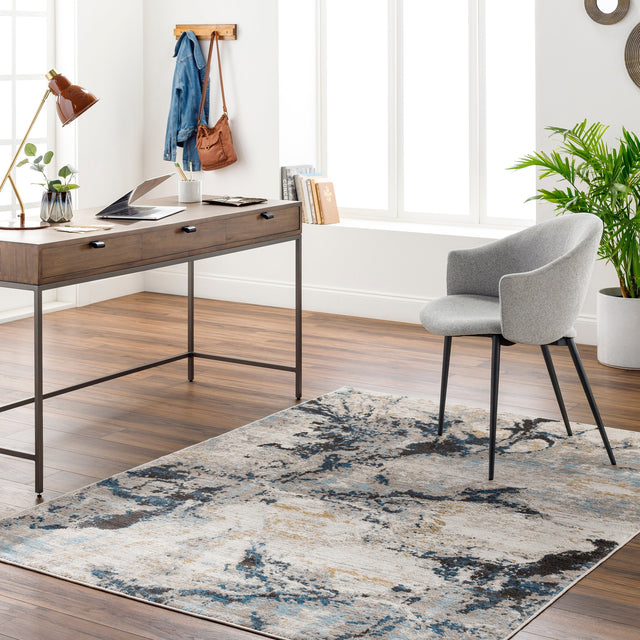 Surya Pertek Ptk-2309 Taupe, Gray, Dark Blue, Deep Teal, Black Rug.