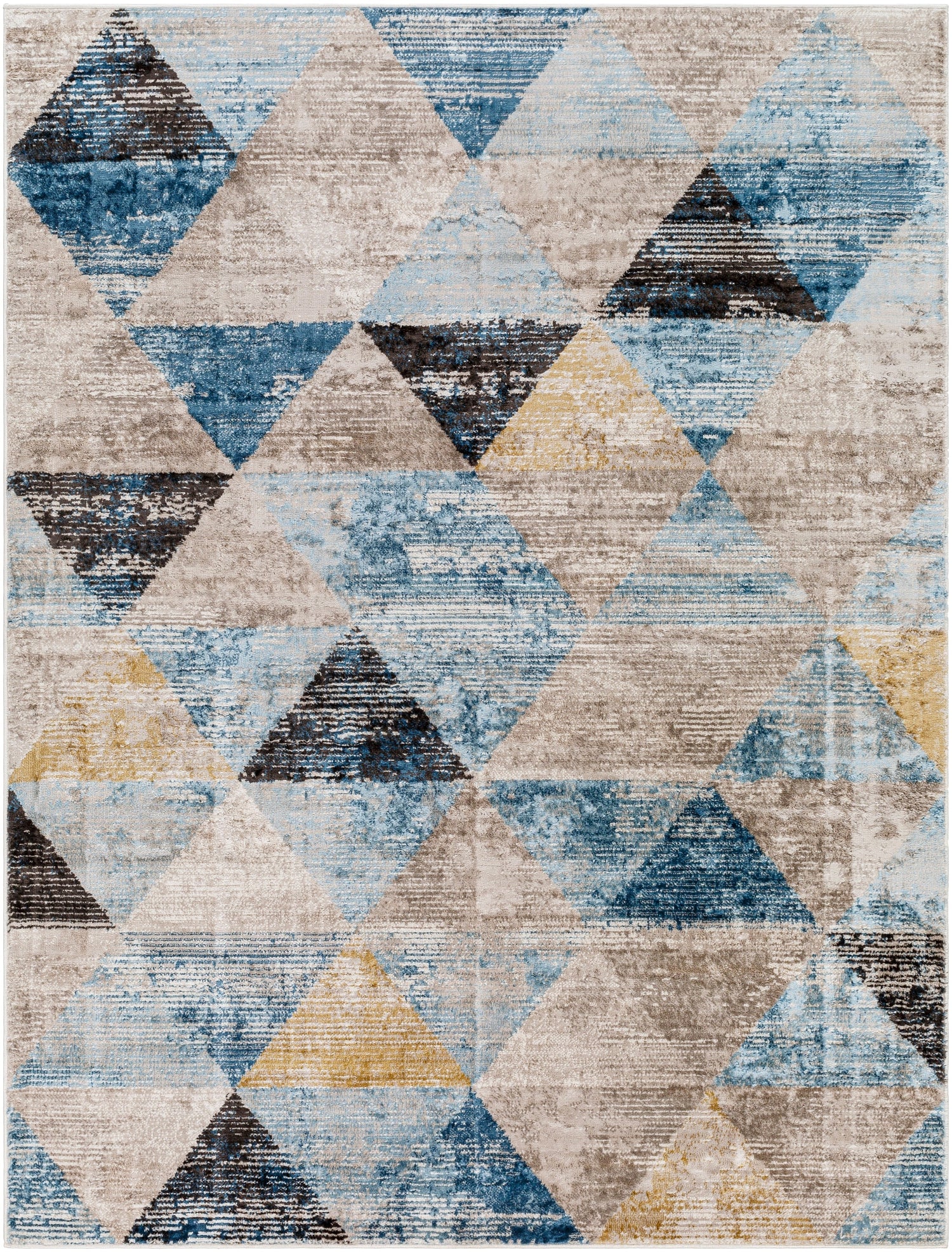 Surya Pertek Ptk-2312 Gray, Deep Teal, Dark Blue, Dark Brown, Black Rug.