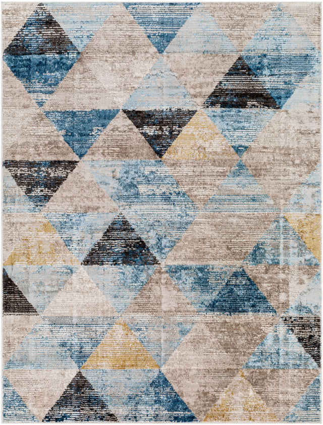 Surya Pertek Ptk-2312 Gray, Deep Teal, Dark Blue, Dark Brown, Black Rug.