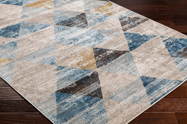 Surya Pertek Ptk-2312 Gray, Deep Teal, Dark Blue, Dark Brown, Black Rug.