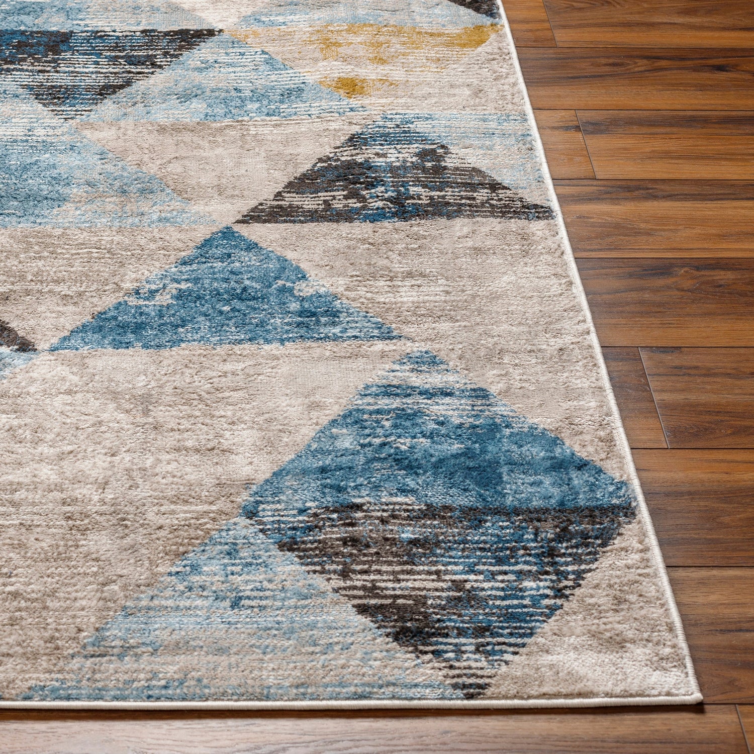 Surya Pertek Ptk-2312 Gray, Deep Teal, Dark Blue, Dark Brown, Black Rug.