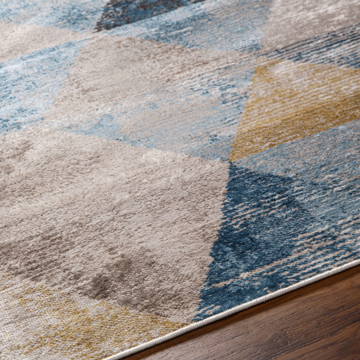 Surya Pertek Ptk-2312 Gray, Deep Teal, Dark Blue, Dark Brown, Black Rug.