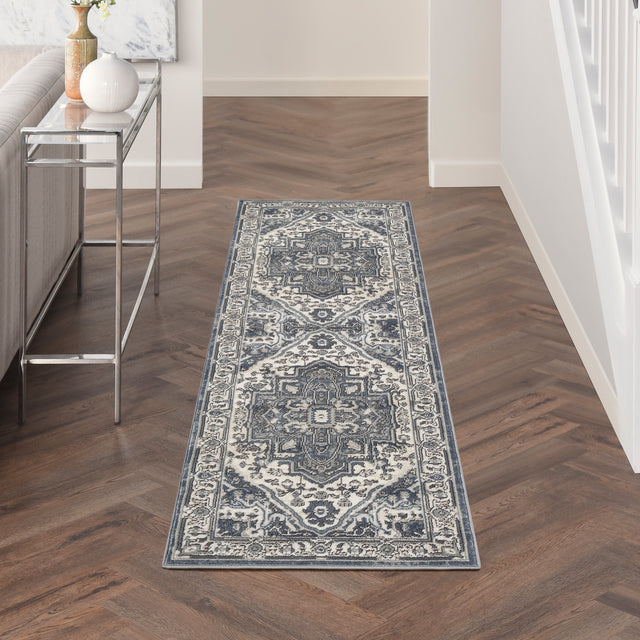 Nourison Quarry QUA18 Machine Made Navy, Ivory Rug