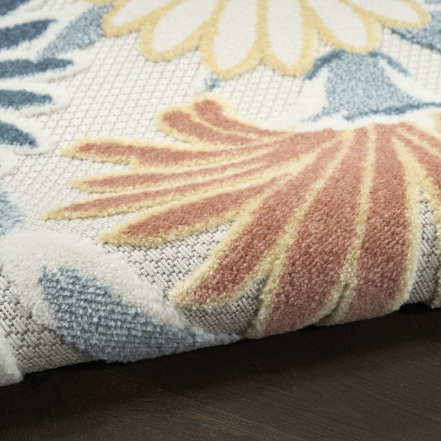 Nourison Aloha ALH33 Machine Made Ivory, Rose Rug