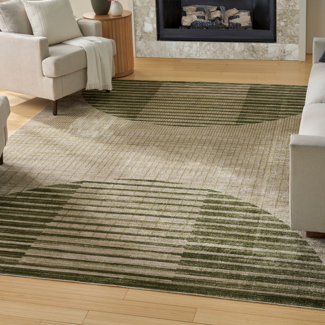 Nourison Astra Machine Washable ASW03 Machine Made Ivory, Olive Rug