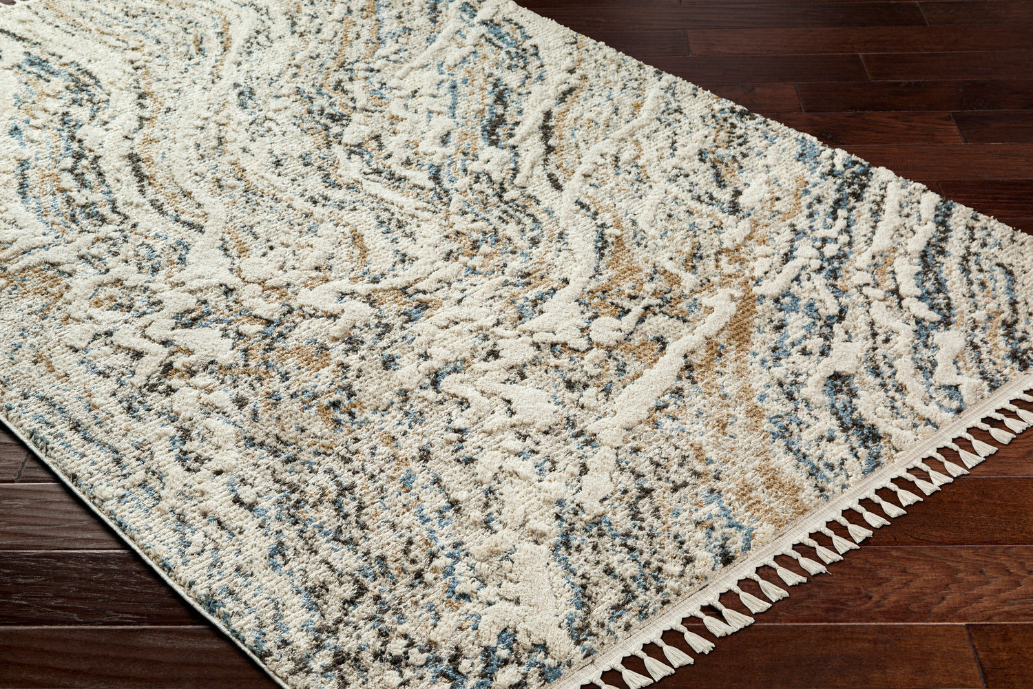 Surya Rudy Rdy-2302 Gray, Ivory, Cream, Navy, Charcoal, Medium Brown Rug.