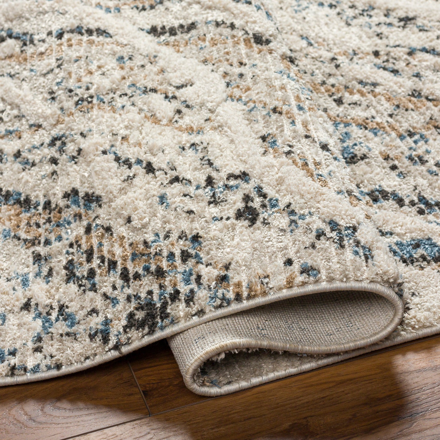Surya Rudy Rdy-2302 Gray, Ivory, Cream, Navy, Charcoal, Medium Brown Rug.