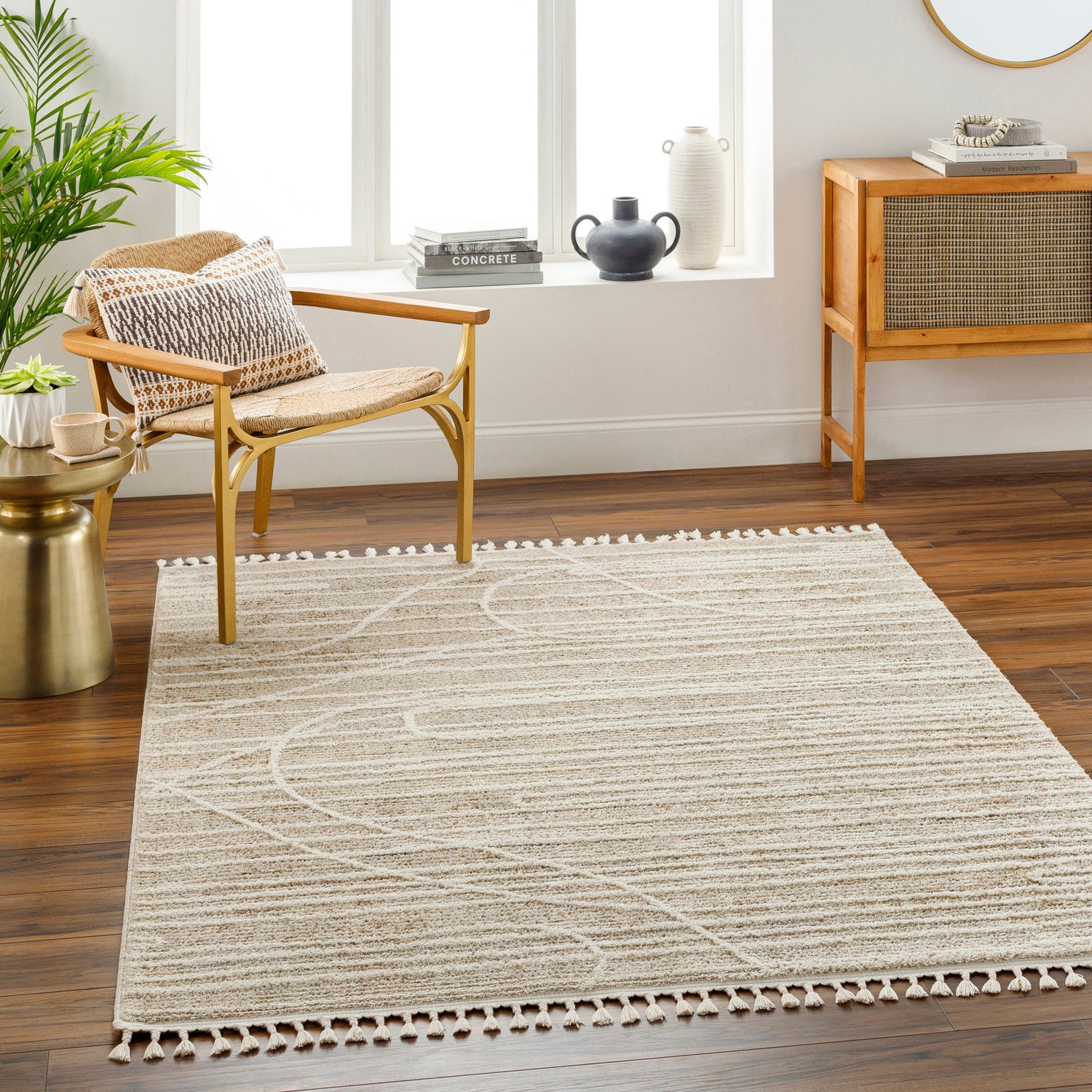 Surya Rudy Rdy-2304 Gray, Light Beige, Cream, Medium Gray, Medium Brown Rug.