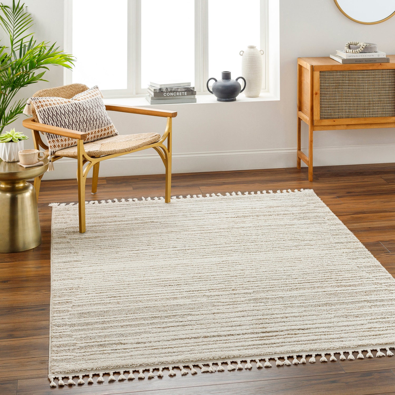 Surya Rudy Rdy-2306 Gray, Cream, Light Beige, Medium Gray, Ivory, Medium Brown Rug.