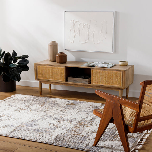 Surya Rudy Rdy-2309 Gray, Cream, Light Beige, Ivory, Charcoal, Medium Brown Rug.