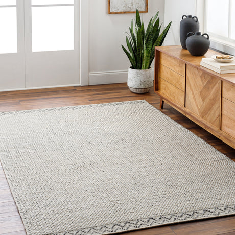 Surya Reika Rek-2307 Light Gray, Charcoal, White, Beige Rug.