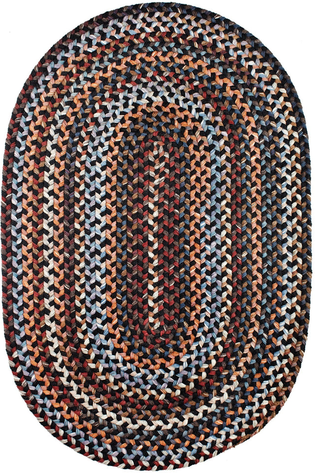 Rhody Rug Astoria AS82 Black Rock Braided Rug - Oval